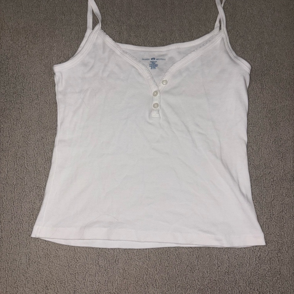 Brandy Melville White Buttoned Tank Top